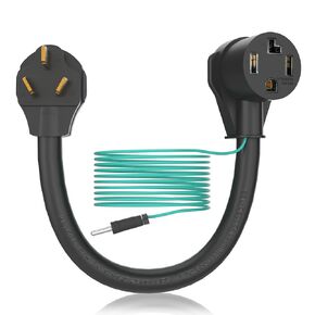 4 Prong to 3 Prong Dryer Plug Adapter with Green Ground Wire, Plug and Play Connects 4-Prong New Dryer Female to 3-Prong Flat Blade Old Range Stove Moving & Rental Home Essential, 10-50P to 14-30R in Saudi Arabia