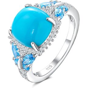 AIBAO Cushion/Marquise/Pear/Round/Oval Cut Turquoise Rings for Women Natural Gemstone and Butterfly Statement Rings 925 Sterling Silver Engagement Ring Western Jewelry Size 6 to 10 in Saudi Arabia