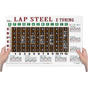 A New Song Music Laminated Lap Steel E Tuning Guitar Fretboard Note & Rolls Chart - Beginners & Intermediate Instructional Easy Poster Chords 11"x17" in Kuwait