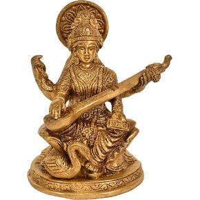Brass Goddess Saraswati Playing On Veena, Height: 5 in Kuwait