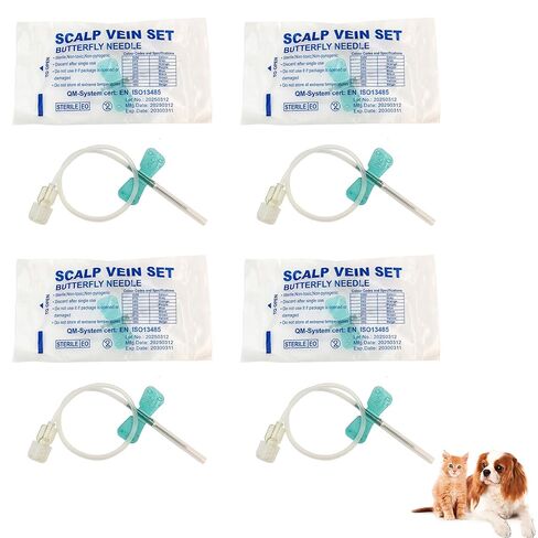 Veterinary Infusion Needles with Catheter, 21G Butterfly IV Needles for Dogs and Cats, Sterile Disposable Winged Infusion Set with Luer Lock Adapter, 50pcs/Pack in Saudi Arabia