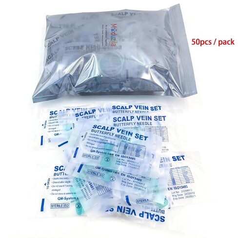 Veterinary Infusion Needles with Catheter, 21G Butterfly IV Needles for Dogs and Cats, Sterile Disposable Winged Infusion Set with Luer Lock Adapter, 50pcs/Pack in Saudi Arabia