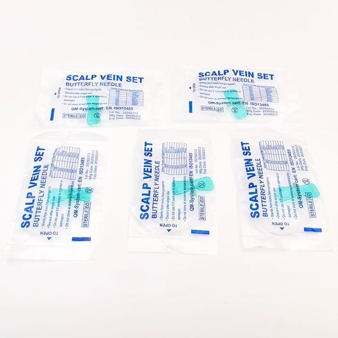 Veterinary Infusion Needles with Catheter, 21G Butterfly IV Needles for Dogs and Cats, Sterile Disposable Winged Infusion Set with Luer Lock Adapter, 50pcs/Pack in Saudi Arabia