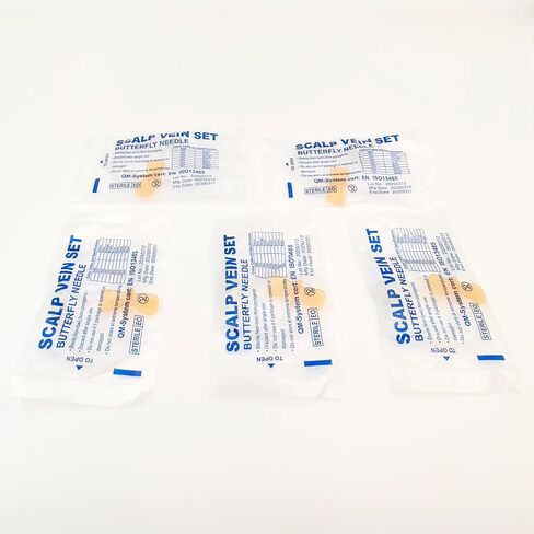 Veterinary Infusion Needles with Catheter, 25G Butterfly IV Needles for Dogs and Cats, Sterile Disposable Winged Infusion Set with Luer Lock Adapter, 50pcs/Pack in Saudi Arabia