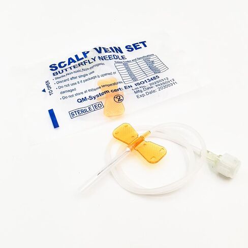 Veterinary Infusion Needles with Catheter, 25G Butterfly IV Needles for Dogs and Cats, Sterile Disposable Winged Infusion Set with Luer Lock Adapter, 50pcs/Pack in Saudi Arabia