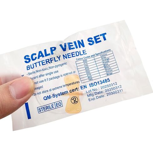 Veterinary Infusion Needles with Catheter, 25G Butterfly IV Needles for Dogs and Cats, Sterile Disposable Winged Infusion Set with Luer Lock Adapter, 50pcs/Pack in Saudi Arabia