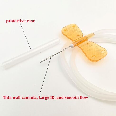 Veterinary Infusion Needles with Catheter, 25G Butterfly IV Needles for Dogs and Cats, Sterile Disposable Winged Infusion Set with Luer Lock Adapter, 50pcs/Pack in Saudi Arabia