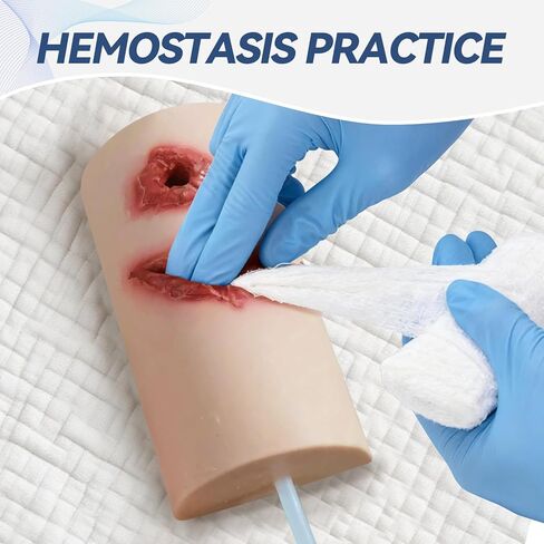 مجموعة تدريب تعبئة الجروح، جهاز محاكاة لوقف النزيف والتحكم في النزيف، نموذج تدريب على التمزق والعاصبة، مدرب العناية بالجروح من السيليكون للتدريب الطبي والعسكري والإسعافات الأولية in Kuwait