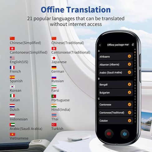 Language Translator Device No WiFi Needed, AI Translator with ChatGPT, Two Way Real Time Voice Translator Device with 150+ Languages, Recording/Offline/Photo Translation for Travel Business Learning in Saudi Arabia