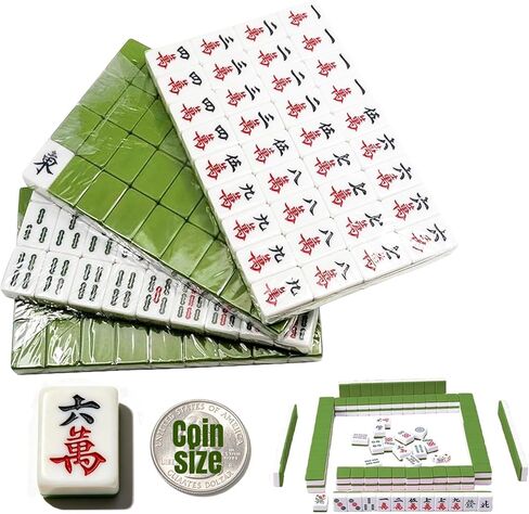 Mini Chinese Mahjong Set - Complete Mahjong Tile Set with 144 Tiles & Travel Case, Portable Mahjong Travel Set for Outdoor Fun - Perfect Mahjong Game Gift for Beginners & Enthusiasts in Saudi Arabia