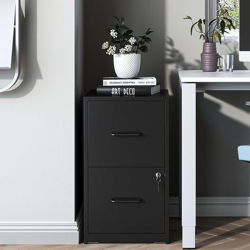 4 Drawer File Cabinet with Lock, Vertical Filing Cabinets for Home Office, Metal Storage Cabinets, Heavy Duty File Cabinet for Letter/Legal/A4/F4 Size Amsseble Required, Black in Saudi Arabia