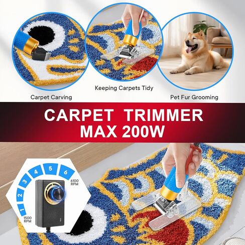 Vehipa Cordless Tufting Gun Kit with Carpet Trimmer, 2 in 1 Cut Pile and Loop Pile Tufting Gun Starter Kit with 2pcs 10Ah Batteries, Tufting Cloth and Yarn in Saudi Arabia