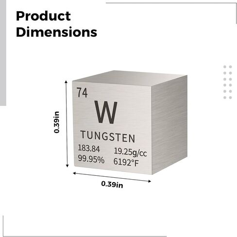 Pure Tungsten Metal Cube Element Collection Block, Periodic Table Display For Desk Or Office, Atomic Number 74 W, Precision Crafted 99.95% High Purity, 0.4 In Science Decoration in Saudi Arabia