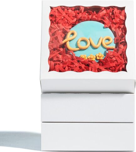 Romantic Baking 40 Pack 5" x 5" x 1 1/5" Cookies Tuck Boxes Heart Hot Chocolate Bombs Macaron Bakery Boxes with Window in Saudi Arabia