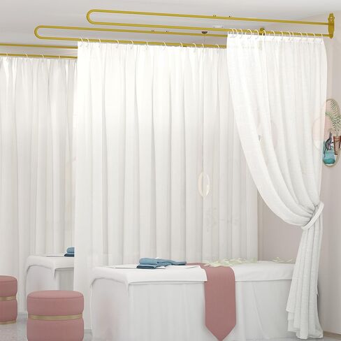 Privacy Curtains for Room Divider, Metal Support Wall Mounted Privacy Curtain, U-Shape Portable Room Divider Curtains for Fitting Room Beauty Salon Bedroom and Hospital,1 Panel, 8.53ft (White) in Saudi Arabia