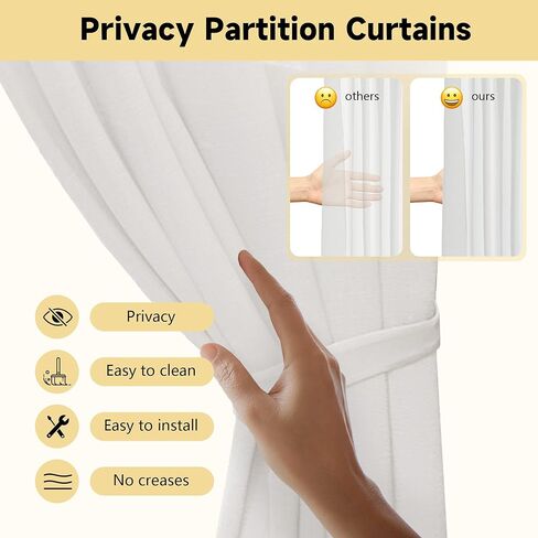 Privacy Curtains for Room Divider, Metal Support Wall Mounted Privacy Curtain, U-Shape Portable Room Divider Curtains for Fitting Room Beauty Salon Bedroom and Hospital,1 Panel, 8.53ft (White) in Saudi Arabia