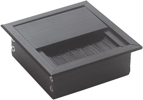 Aluminum Alloy 80mm Square Cable Grommet Hole Cover with Brush for Desk Cable Management(Black) in Saudi Arabia
