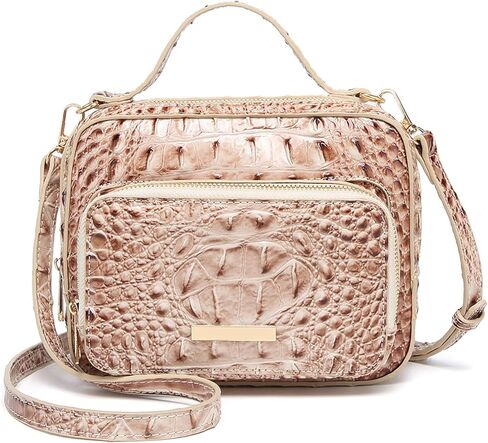 Small Crocodile Box Crossbody Bag for Women,Leather Mini Top-Handle Purse with Shoulder Strap for Daily Outfits in Saudi Arabia