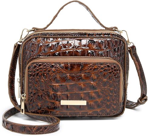 Small Crocodile Box Crossbody Bag for Women,Leather Mini Top-Handle Purse with Shoulder Strap for Daily Outfits in Saudi Arabia