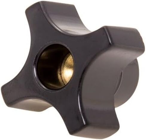 1 3/4 Dia., 3/8-24 thds., Four Prong Plastic Knobs w/Black Glossy Phenolic Thru Hole Brass Insert - Inch (1 Each) in Saudi Arabia