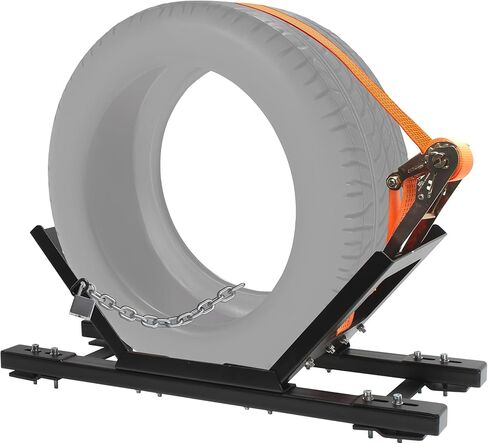 Adjustable Semi Truck Spare Tire Rack - Steel Tire Carrier Mount with Ratchet Strap, Chain & Lock in Saudi Arabia