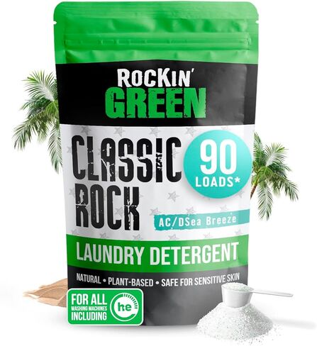 Rockin' Green Laundry Detergent, Plant based, All Natural Laundry Detergent Powder, Vegan and Biodegradable Odor Fighter, Safe for Sensitive Skin (Funk Rock Ammonia Bouncer 30 Loads - Unscented) in Saudi Arabia