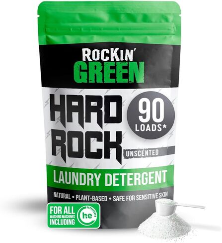 Rockin' Green Laundry Detergent, Plant based, All Natural Laundry Detergent Powder, Vegan and Biodegradable Odor Fighter, Safe for Sensitive Skin (Funk Rock Ammonia Bouncer 30 Loads - Unscented) in Saudi Arabia