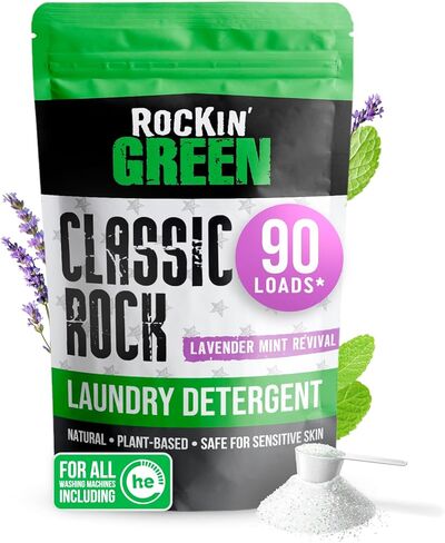 Rockin' Green Laundry Detergent, Plant based, All Natural Laundry Detergent Powder, Vegan and Biodegradable Odor Fighter, Safe for Sensitive Skin (Funk Rock Ammonia Bouncer 30 Loads - Unscented) in Saudi Arabia