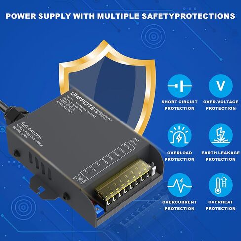 UHPPOTE Access Control Power Supply 12V 5A with Battery Backup for Electric Door Lock Intercom Camera Doorbell | Input 100-240VAC | Output 12VDC in Saudi Arabia