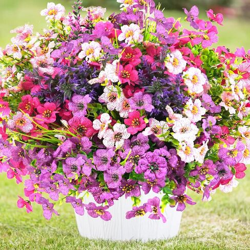 Artificial Flowers for Outdoor, UV Resistant Realistic Fake Flowers and Faux Plants for Indoor Outdoor, Garden Patio Porch Window Box Decor All Year (20pcs - Mixed Color) in Saudi Arabia