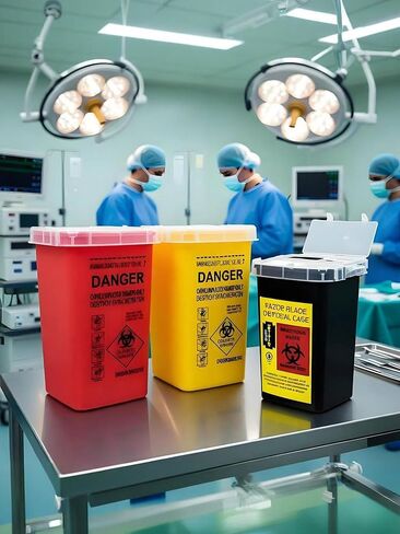 Sharps Container with Split Lid and Locking Mechanism for Safe Disposal, Red in Saudi Arabia