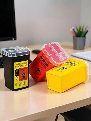 Sharps Container with Split Lid and Locking Mechanism for Safe Disposal, Red in Saudi Arabia