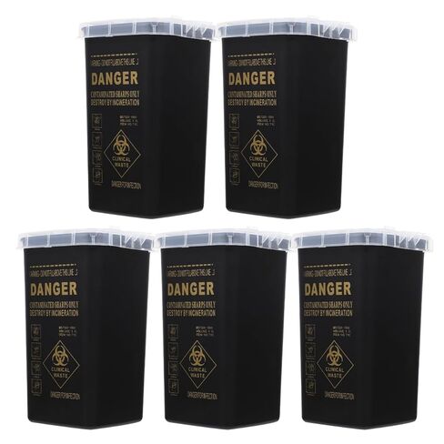 Gadpiparty 5pcs Sharps Container, Needle Disposal Container, Portable Needle Disposal Bins with Split Lid Safe Storage for Home Labs and Tattoo Shops Black in Saudi Arabia