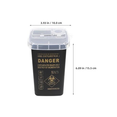 Gadpiparty 5pcs Sharps Container, Needle Disposal Container, Portable Needle Disposal Bins with Split Lid Safe Storage for Home Labs and Tattoo Shops Black in Saudi Arabia