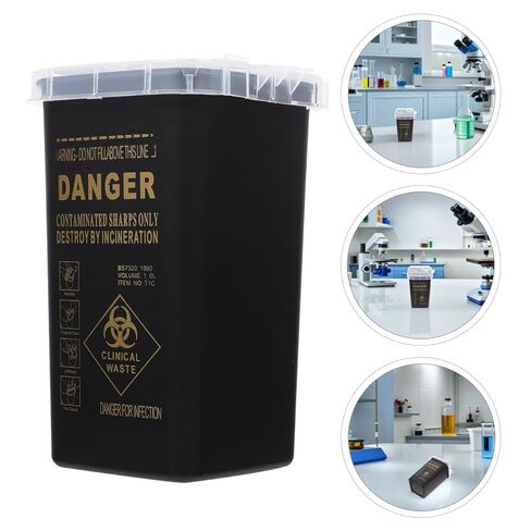 Gadpiparty 5pcs Sharps Container, Needle Disposal Container, Portable Needle Disposal Bins with Split Lid Safe Storage for Home Labs and Tattoo Shops Black in Saudi Arabia