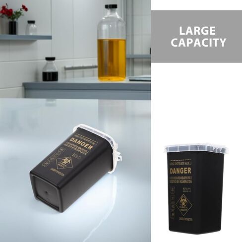 Gadpiparty 5pcs Sharps Container, Needle Disposal Container, Portable Needle Disposal Bins with Split Lid Safe Storage for Home Labs and Tattoo Shops Black in Saudi Arabia