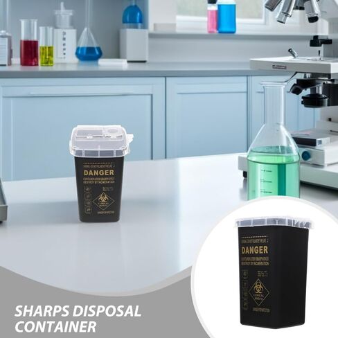 Gadpiparty 5pcs Sharps Container, Needle Disposal Container, Portable Needle Disposal Bins with Split Lid Safe Storage for Home Labs and Tattoo Shops Black in Saudi Arabia