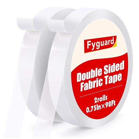 2 Pack Double Sided Fabric Tape, 0.51In x 196Ft Hem Tape No Sewing No Ironing, Hemming Tape for Clothing Pants Dresses Carpets Crafts in Saudi Arabia
