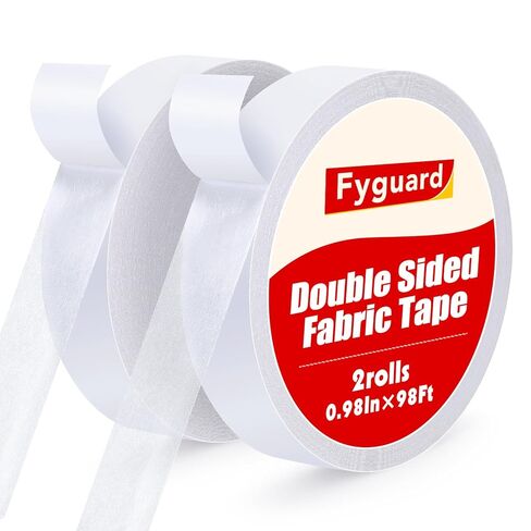 2 Pack Double Sided Fabric Tape, 0.51In x 196Ft Hem Tape No Sewing No Ironing, Hemming Tape for Clothing Pants Dresses Carpets Crafts in Saudi Arabia