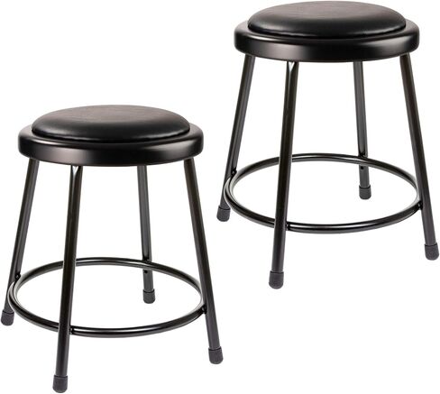 OEF Furnishings OEF6418-10/2 Premium Commercial-Grade All-Purpose Round Stool (18-inch Height, Black Frame, Vinyl Padded Seat, 2-Pack) in Kuwait