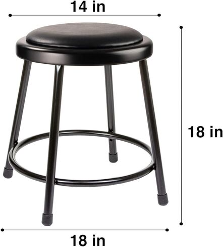 OEF Furnishings OEF6418-10/2 Premium Commercial-Grade All-Purpose Round Stool (18-inch Height, Black Frame, Vinyl Padded Seat, 2-Pack) in Kuwait