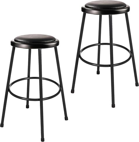 OEF Furnishings OEF6418-10/2 Premium Commercial-Grade All-Purpose Round Stool (18-inch Height, Black Frame, Vinyl Padded Seat, 2-Pack) in Kuwait
