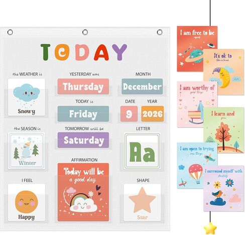 All About Today Calendar Chart,Circle Time Learning Center,Morning Board for Preschool, Educational Weather and Seasons Board, Days Months Learning Chart for Kids,Homeschool Preschool Activities in Saudi Arabia