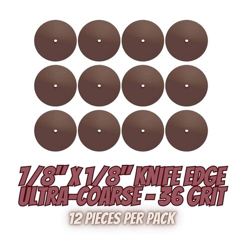 عجلة كاشطة مطاطية من Dedeco Sunburst للأداة الدوارة - عجلة حافة السكين 7/8 بوصة (22 مم)، ملحقات الأدوات الدوارة للتشطيب والتلميع، بنية خشنة للغاية 36 حبيبة، أكسيد الألومنيوم - 12 قطعة في كل عبوة in Kuwait