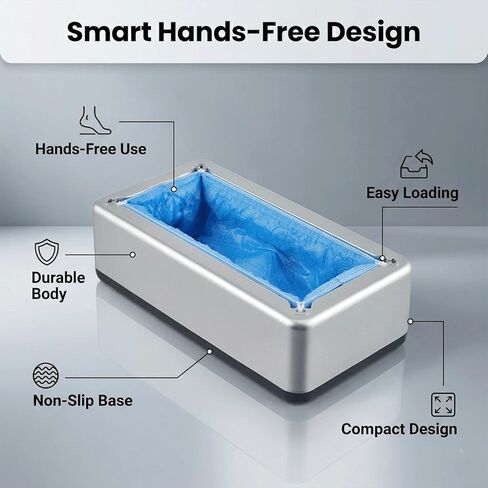 موزع أغطية الأحذية مع 200 غطاء غير قابل للانزلاق للاستعمال مرة واحدة، آلة تغطية الأحذية الأوتوماتيكية للمنزل، تصميم بدون استخدام اليدين، يناسب معظم الأحجام، مثالي للمنزل والمكتب وحماية الأرضيات in Kuwait