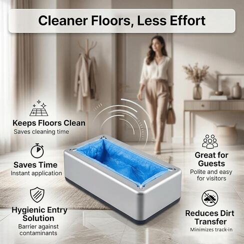 موزع أغطية الأحذية مع 200 غطاء غير قابل للانزلاق للاستعمال مرة واحدة، آلة تغطية الأحذية الأوتوماتيكية للمنزل، تصميم بدون استخدام اليدين، يناسب معظم الأحجام، مثالي للمنزل والمكتب وحماية الأرضيات in Kuwait