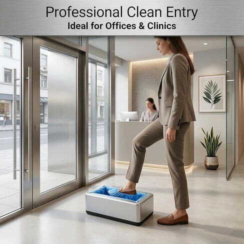 موزع أغطية الأحذية مع 200 غطاء غير قابل للانزلاق للاستعمال مرة واحدة، آلة تغطية الأحذية الأوتوماتيكية للمنزل، تصميم بدون استخدام اليدين، يناسب معظم الأحجام، مثالي للمنزل والمكتب وحماية الأرضيات in Kuwait