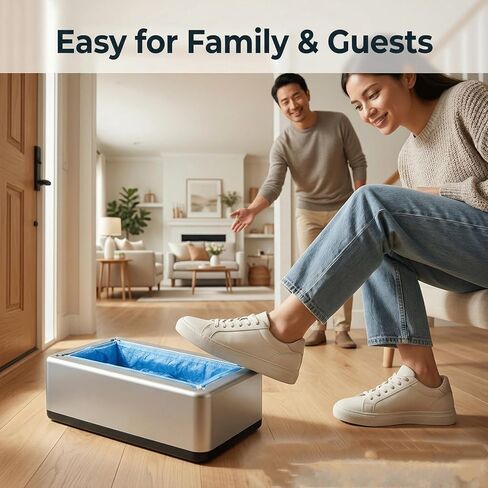 موزع أغطية الأحذية مع 200 غطاء غير قابل للانزلاق للاستعمال مرة واحدة، آلة تغطية الأحذية الأوتوماتيكية للمنزل، تصميم بدون استخدام اليدين، يناسب معظم الأحجام، مثالي للمنزل والمكتب وحماية الأرضيات in Kuwait