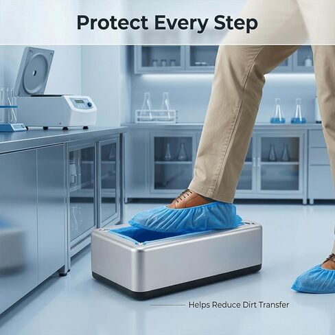 موزع أغطية الأحذية مع 200 غطاء غير قابل للانزلاق للاستعمال مرة واحدة، آلة تغطية الأحذية الأوتوماتيكية للمنزل، تصميم بدون استخدام اليدين، يناسب معظم الأحجام، مثالي للمنزل والمكتب وحماية الأرضيات in Kuwait