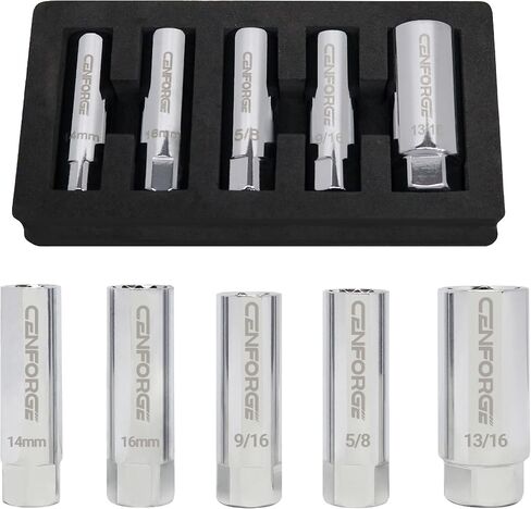 Cenfoge 6-PC Magnetic Swivel Spark Plug Socket Set, Includes 9/16-Inch, 5/8-Inch, 14mm, 16mm Socket, 3/8" Drive Spark Plug Socket Set Magnetic Kit, 12-Point, Cr-V Steel in Saudi Arabia